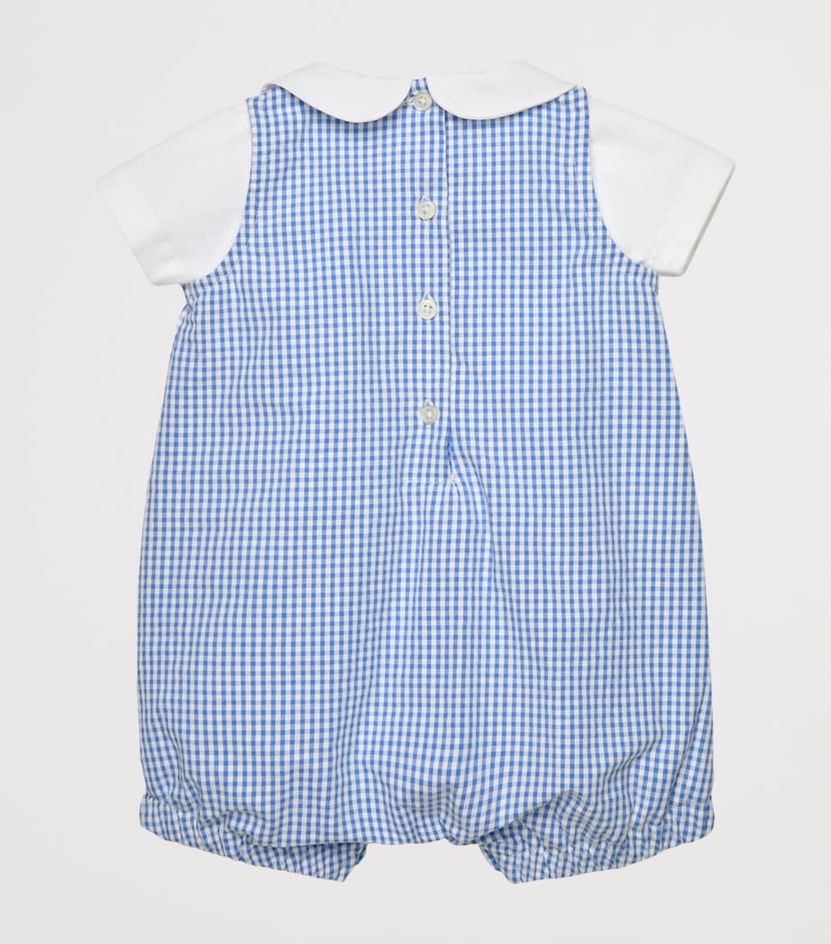 Trotters cotton baby playsuit with lion embroidery, size 0-9 months (British brand)