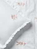White embroidered bunny ballerinas duvet cover and pillowcase set (British brand)