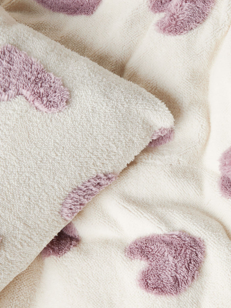 Fleece heart duvet cover and pillowcase set - British product