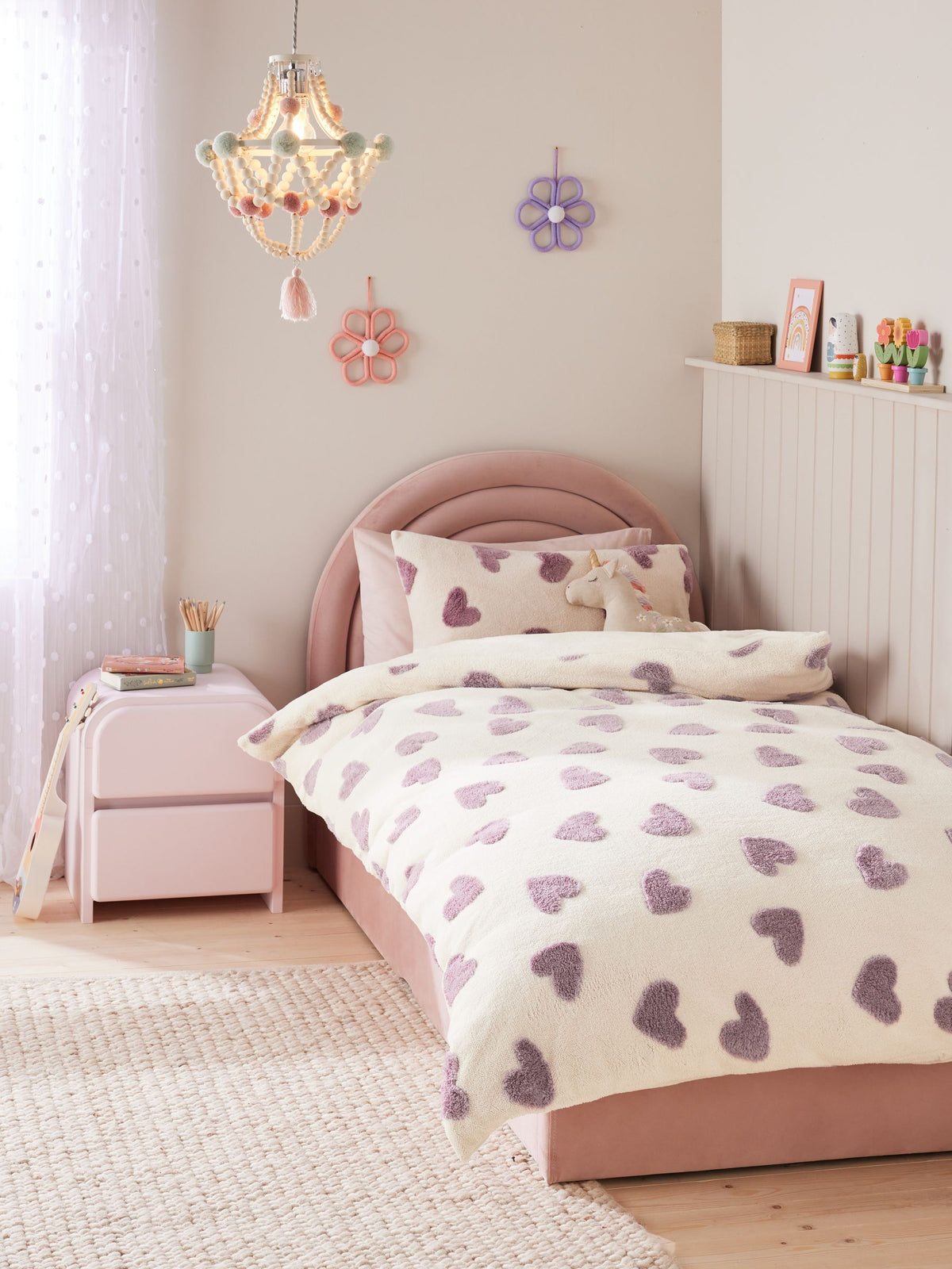 Fleece heart duvet cover and pillowcase set - British product