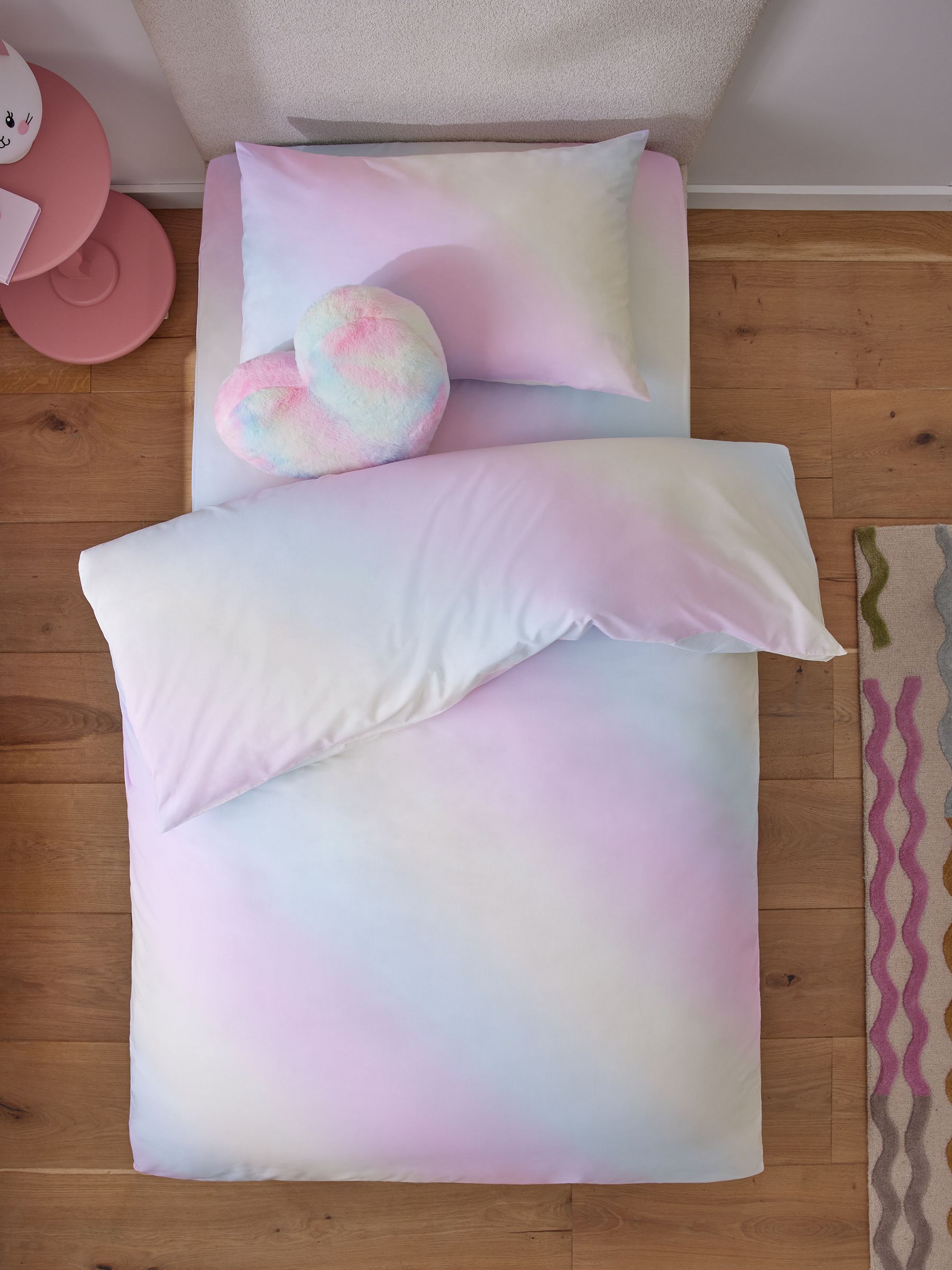 Rainbow Ombre polycotton duvet cover and pillowcase set, imported from the UK
