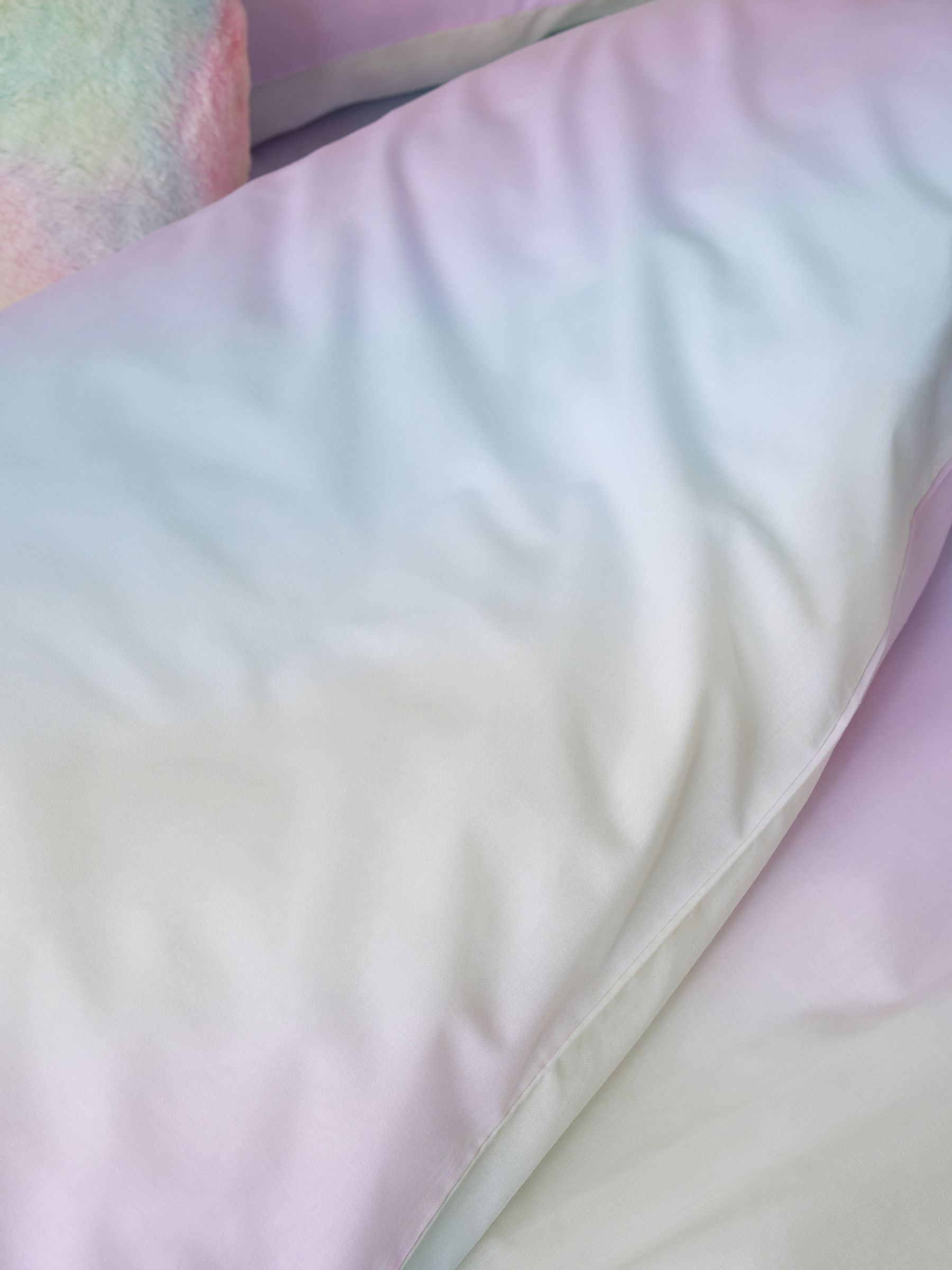 Rainbow Ombre polycotton duvet cover and pillowcase set, imported from the UK
