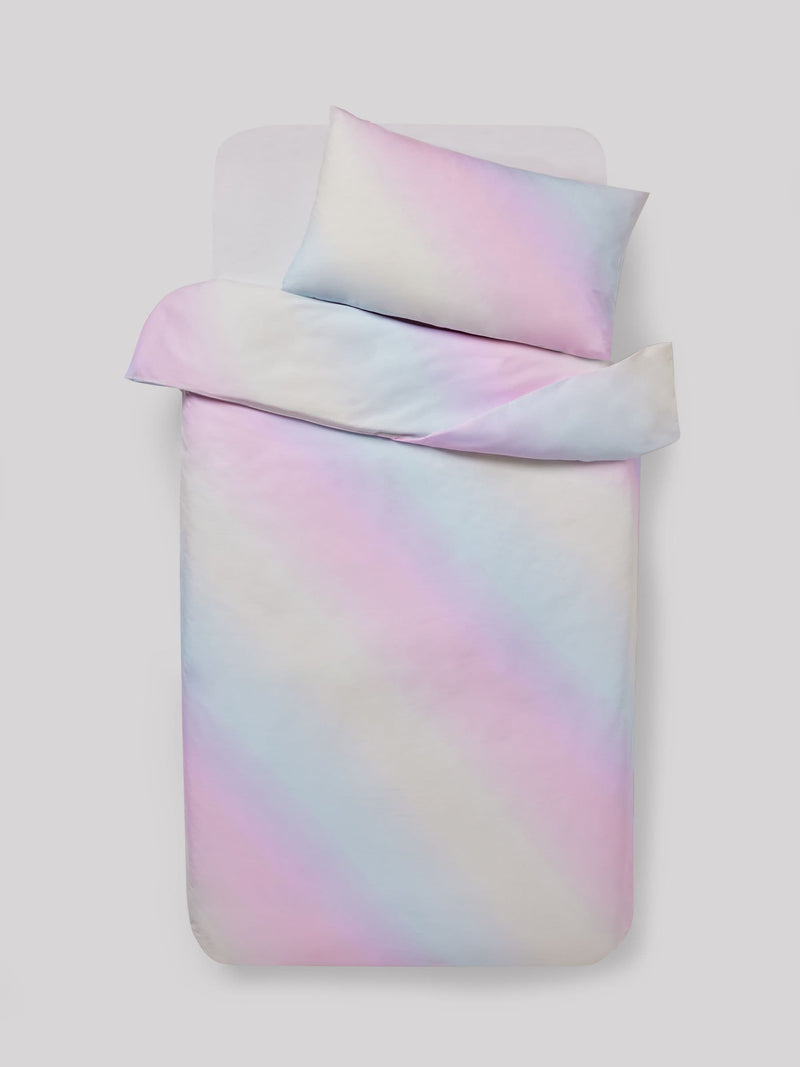 Rainbow Ombre polycotton duvet cover and pillowcase set, imported from the UK