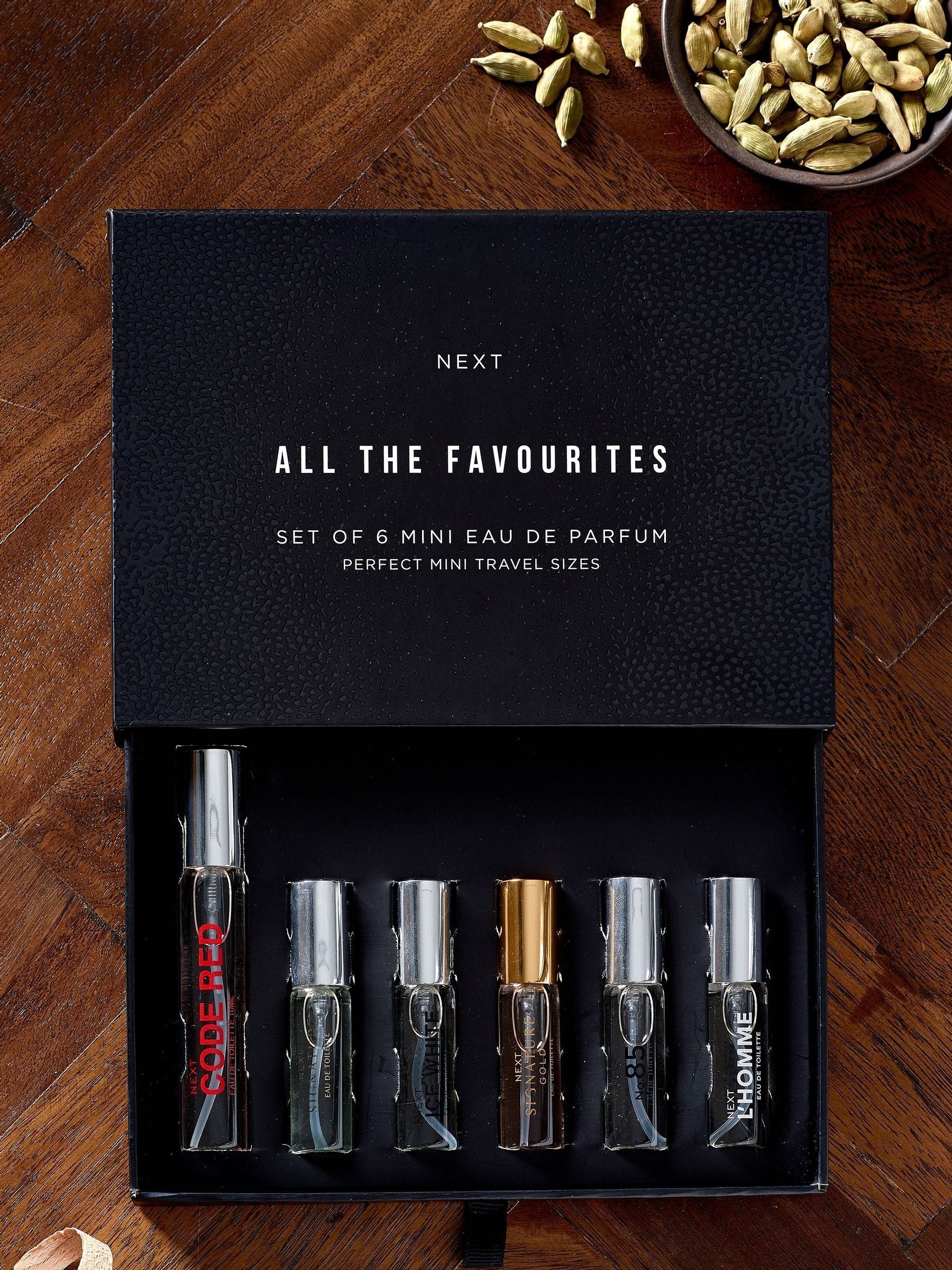 Men's fragrance discovery set of 6 10ml and 5ml bottles (British brand)