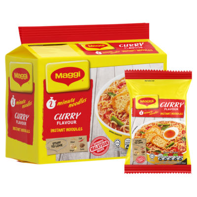 Maggi 2 Minute Curry Flavour Noodles 5 x 79g packet, imported from the UK