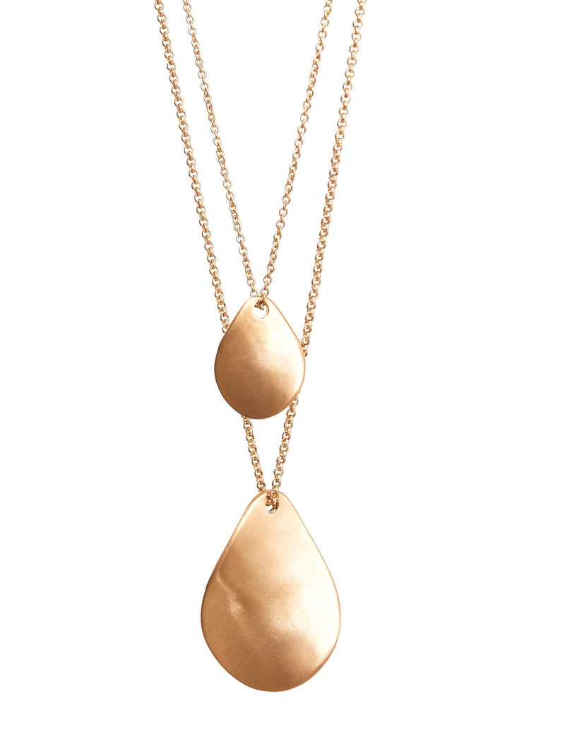 Gold Tone Petal Two Layer Necklace