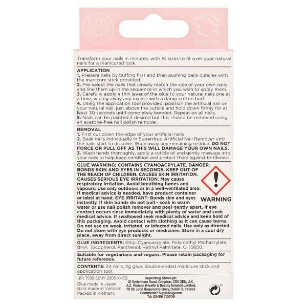 Superdrug Finishing Touches Fake Nails Extra Short Pink GOODS Superdrug   
