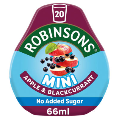 Robinsons Apple & Blackcurrant Squash 66ml, imported from the UK