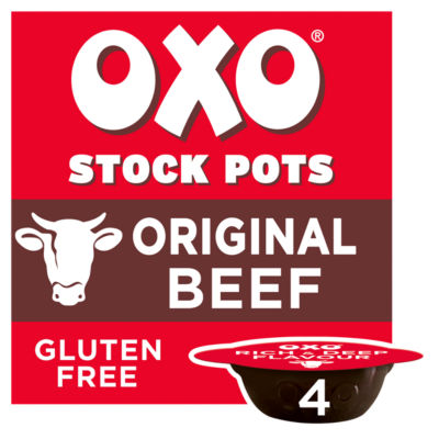OXO Original Beef Stock Pots 4 x 20g, imported from the UK