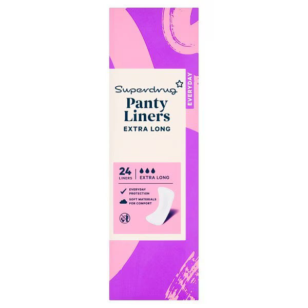 Superdrug extra long panty liners 24 count (British brand)