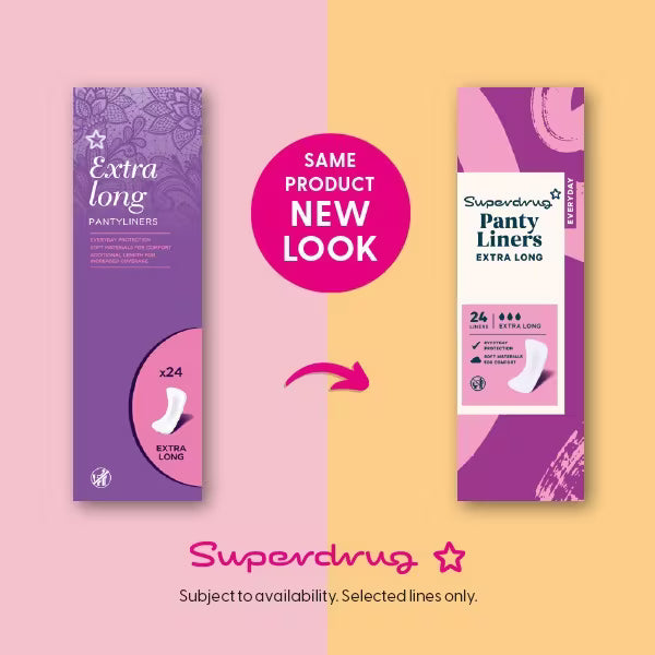 Superdrug extra long panty liners 24 count (British brand)