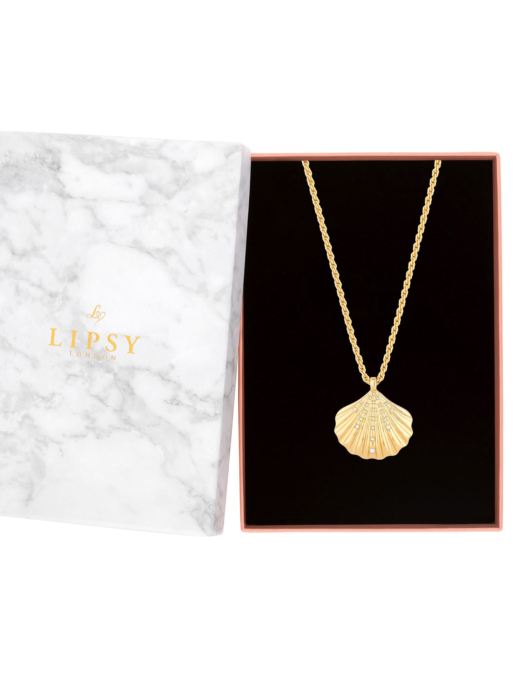 Lipsy gold tone oversized shell necklace, UK version