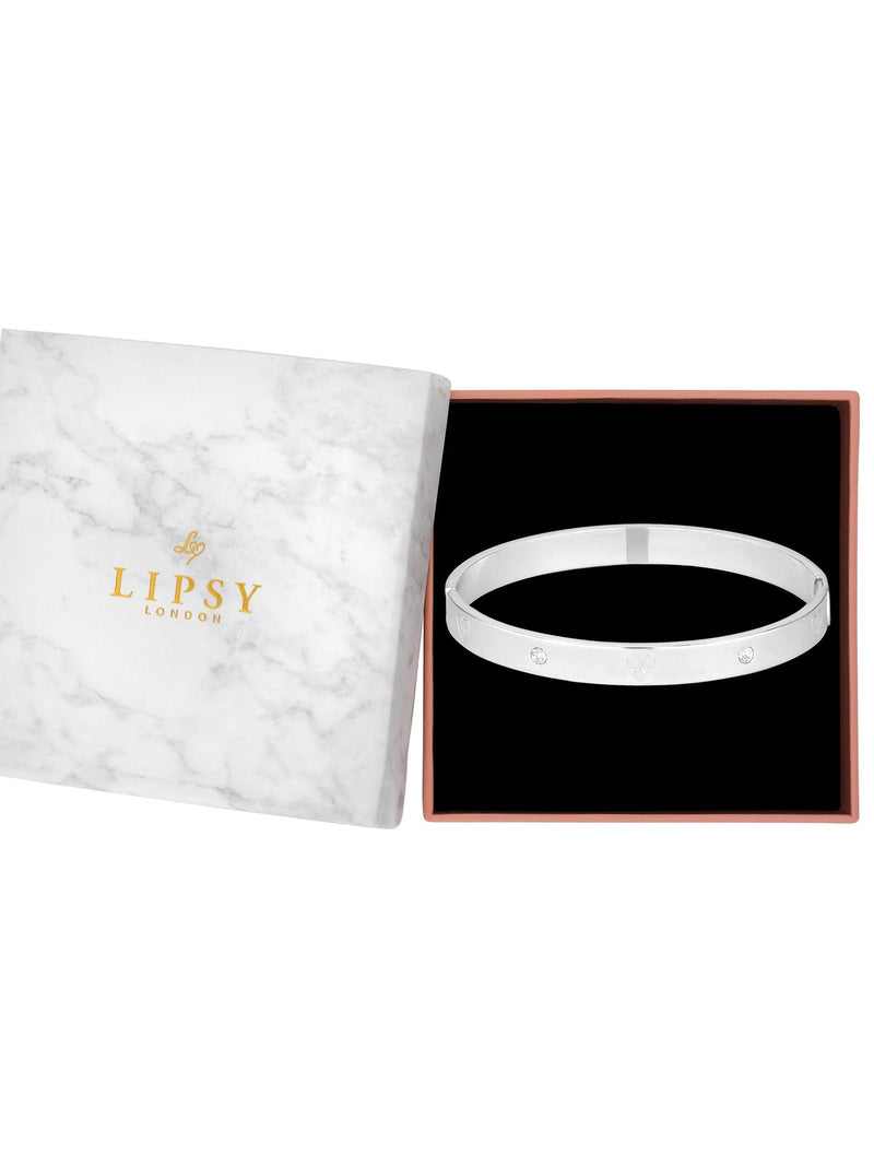 Lipsy silver plated heart bangle bracelet, UK version