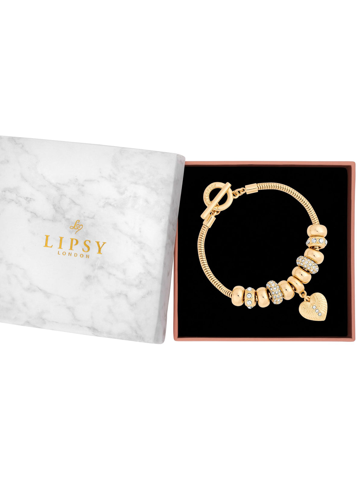 Gold Tone Coin Charm Bracelet with T-Bar Fastening and Gift Box