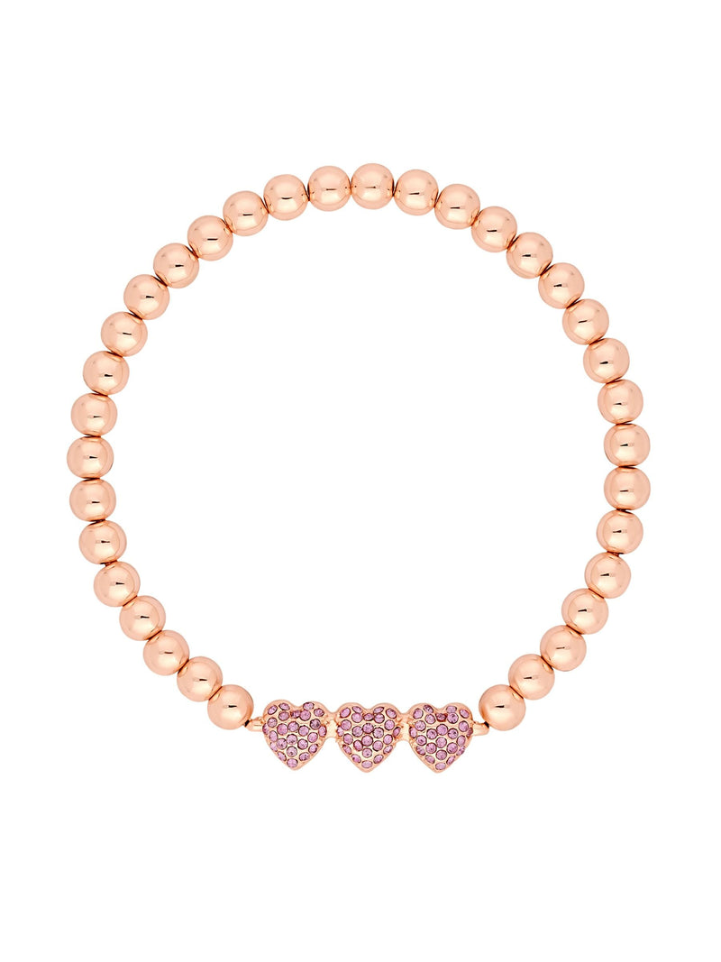Rose Gold Plated Micro Pave Pink Stretch Bracelet - Gift Boxed