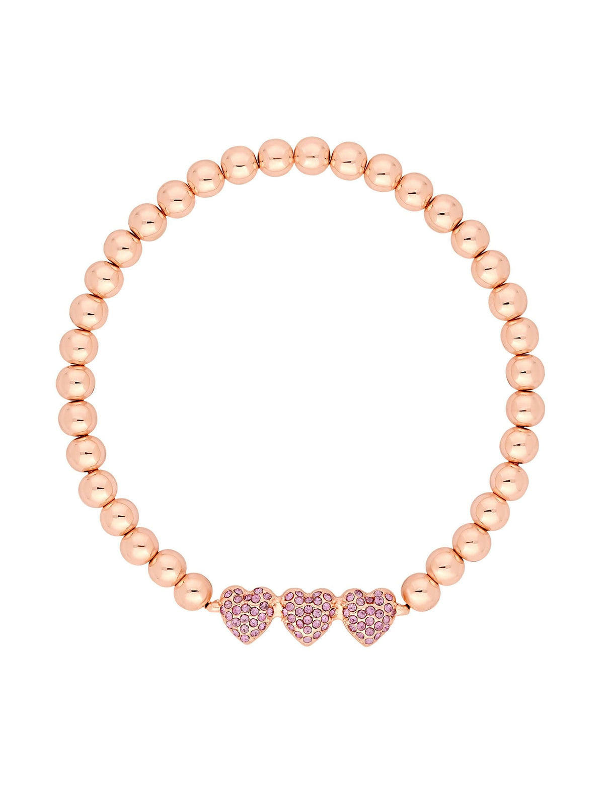 Rose Gold Plated Micro Pave Pink Stretch Bracelet - Gift Boxed
