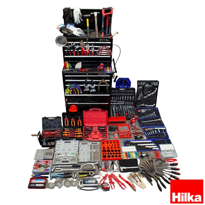 Hilka 1730 piece mechanics tool kit with 15-drawer chest, UK version