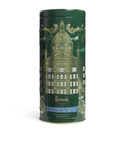 Harrods Dark Chocolate Hazelnut & Chocolate Chip Biscuit Tin 200g