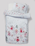 White Fairy Forest printed polycotton duvet cover and pillowcase set (British brand)