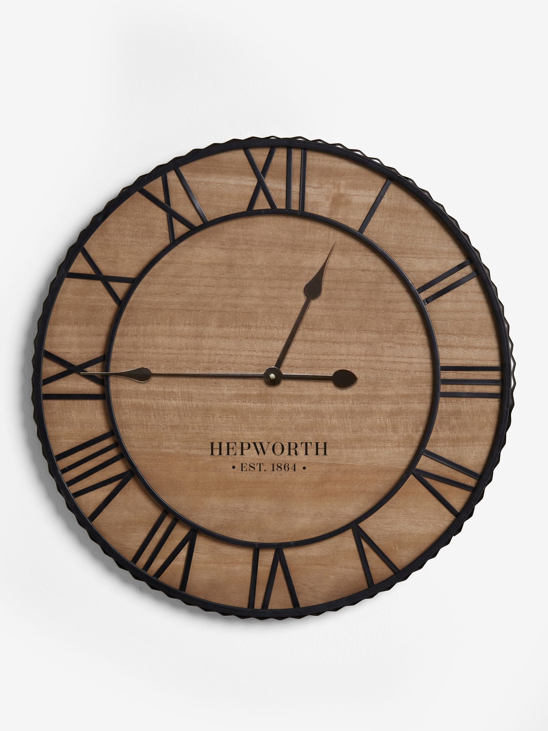 Bronx natural black wooden wall clock 60cm diameter, imported from the UK