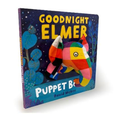 Goodnight Elmer puppet book hardback interactive storybook, UK version