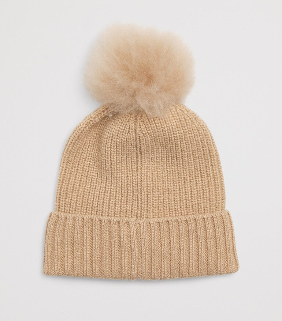 Moncler children's virgin wool pom-pom beanie, imported from the UK
