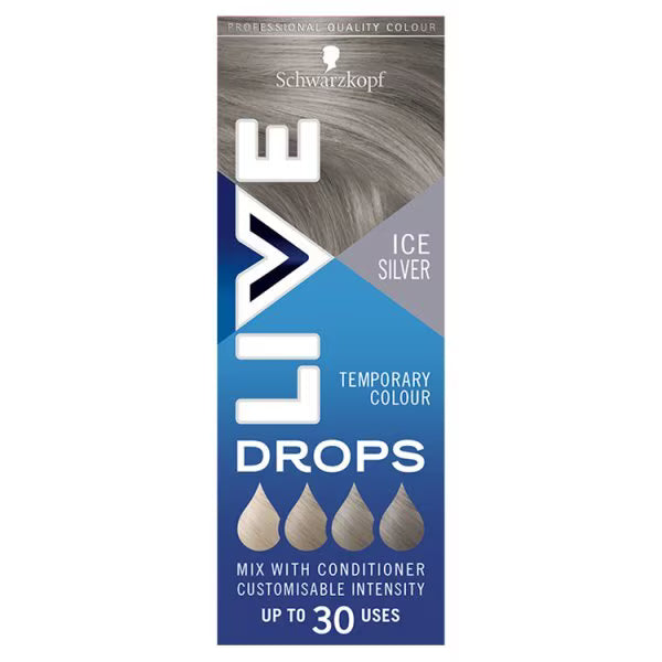 LIVE Hair Dye Drops Ice Silver 30ml, imported from the UK