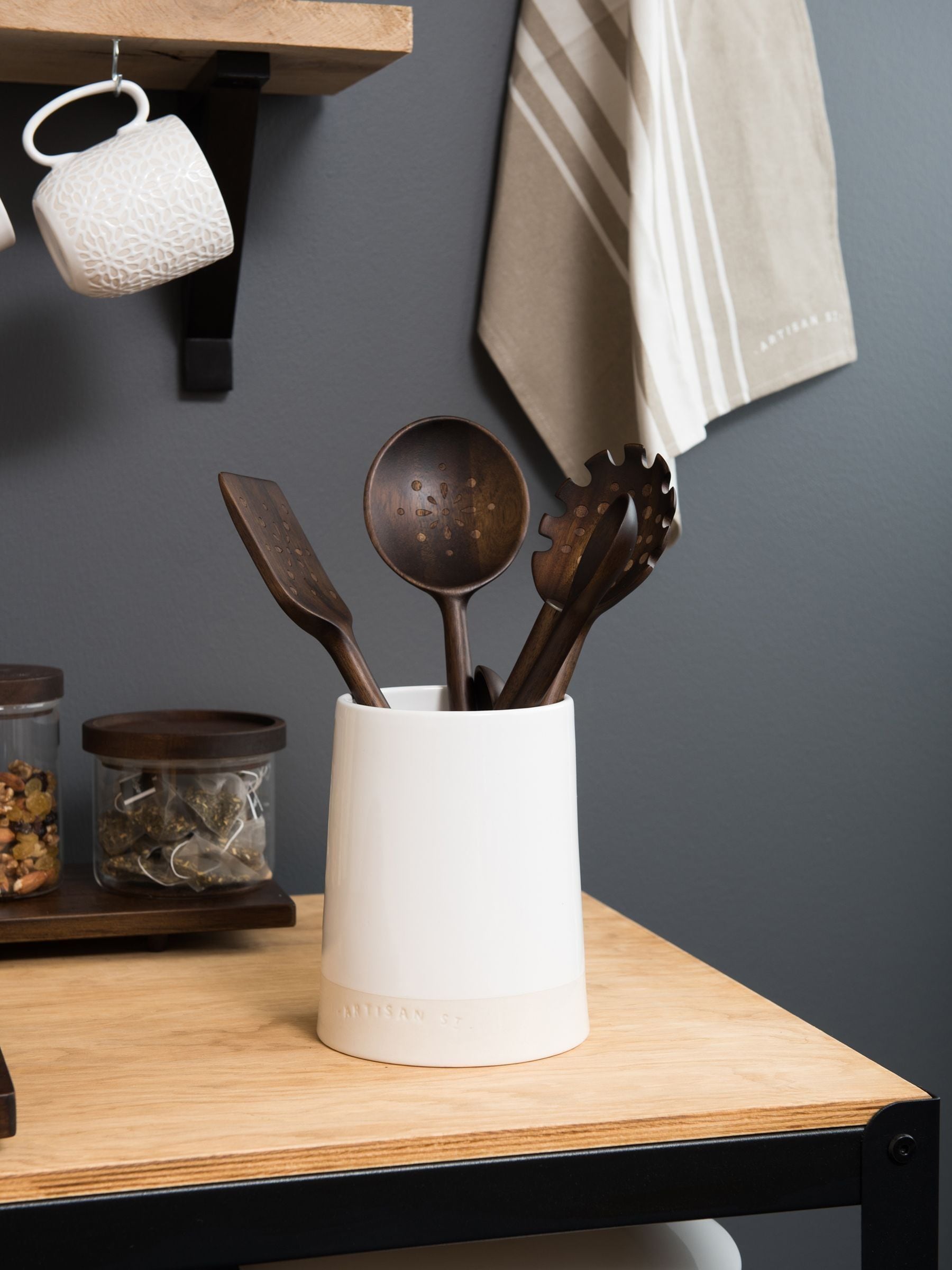 Artisan Street white utensil jar - British product