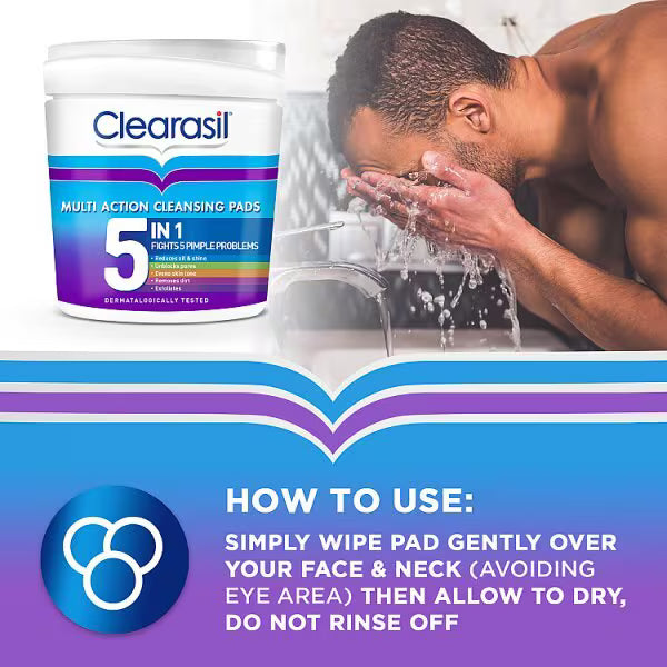 Clearasil cleansing pads acne treatment 65 count - British product