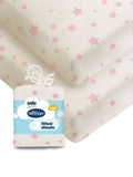 Silentnight 2 Pack Pink Stars Safe Nights Cot 100% Fitted Sheets
