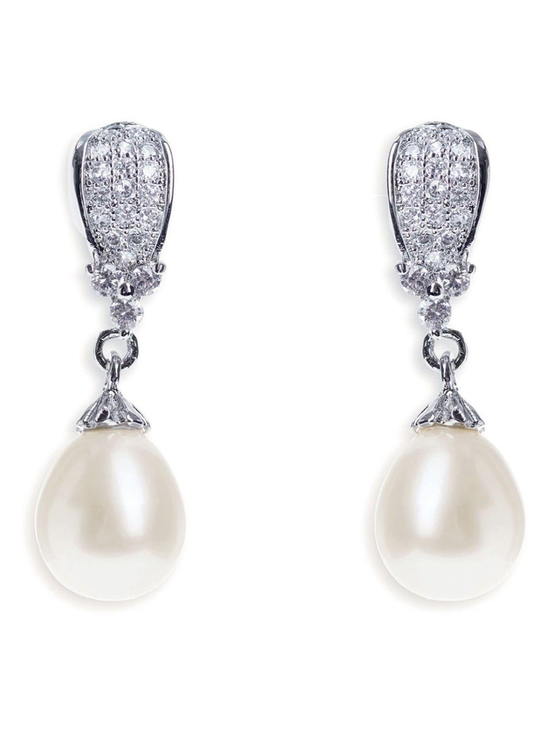 Ivory & Co Rhodium Serrano And Pearl Classic Drop Earrings