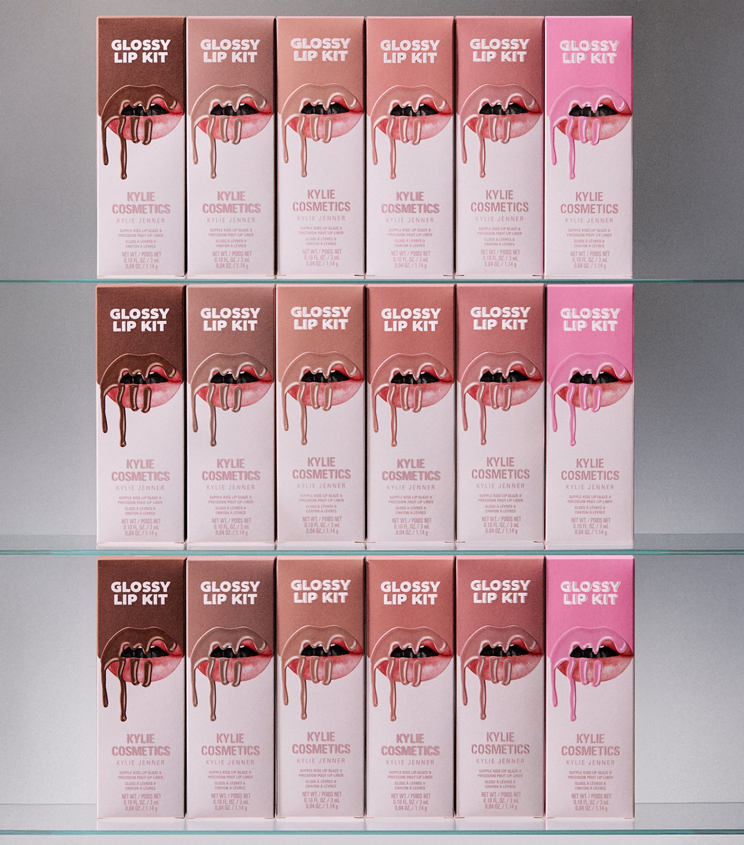 Kylie Cosmetics Glossy Lip Kit with lip gloss and liner, UK version