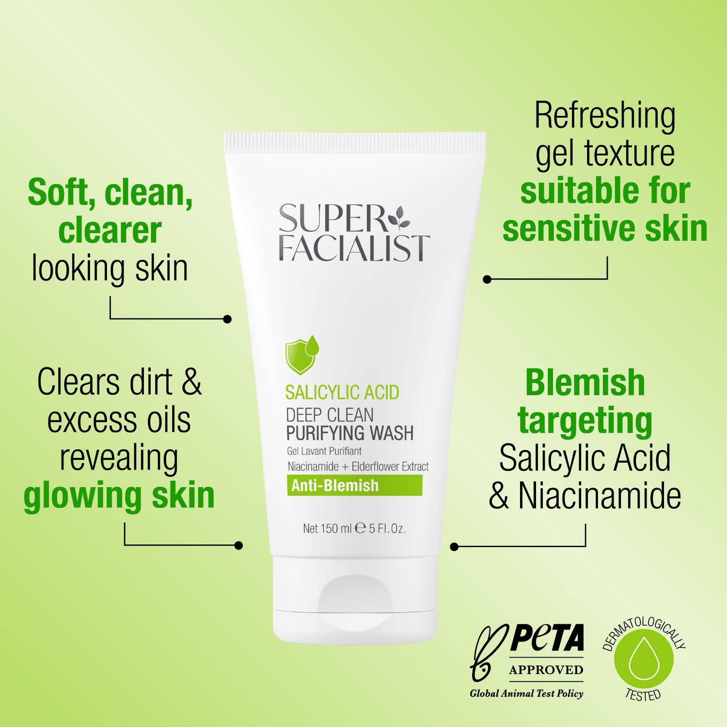 Super Facialist cleansing wash salicylic acid 150ml (British brand)