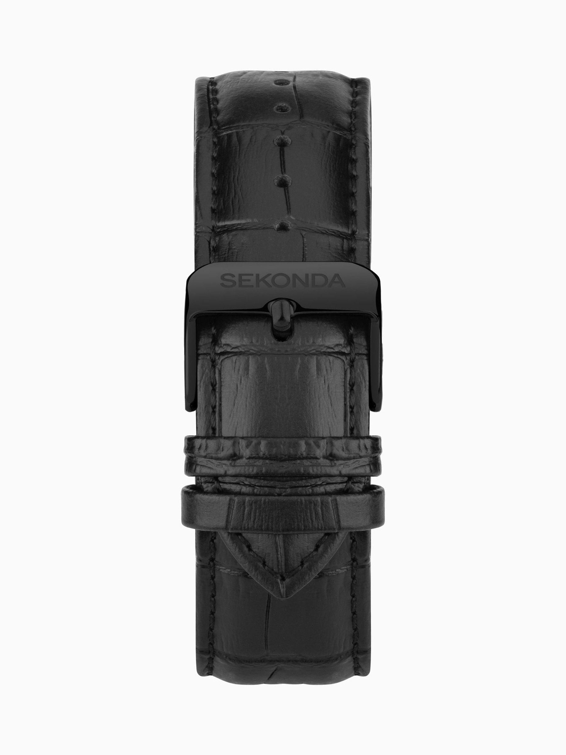 Sekonda Black Midnight 44mm Analogue Watch With Case And Leather Upper Strap With Dial