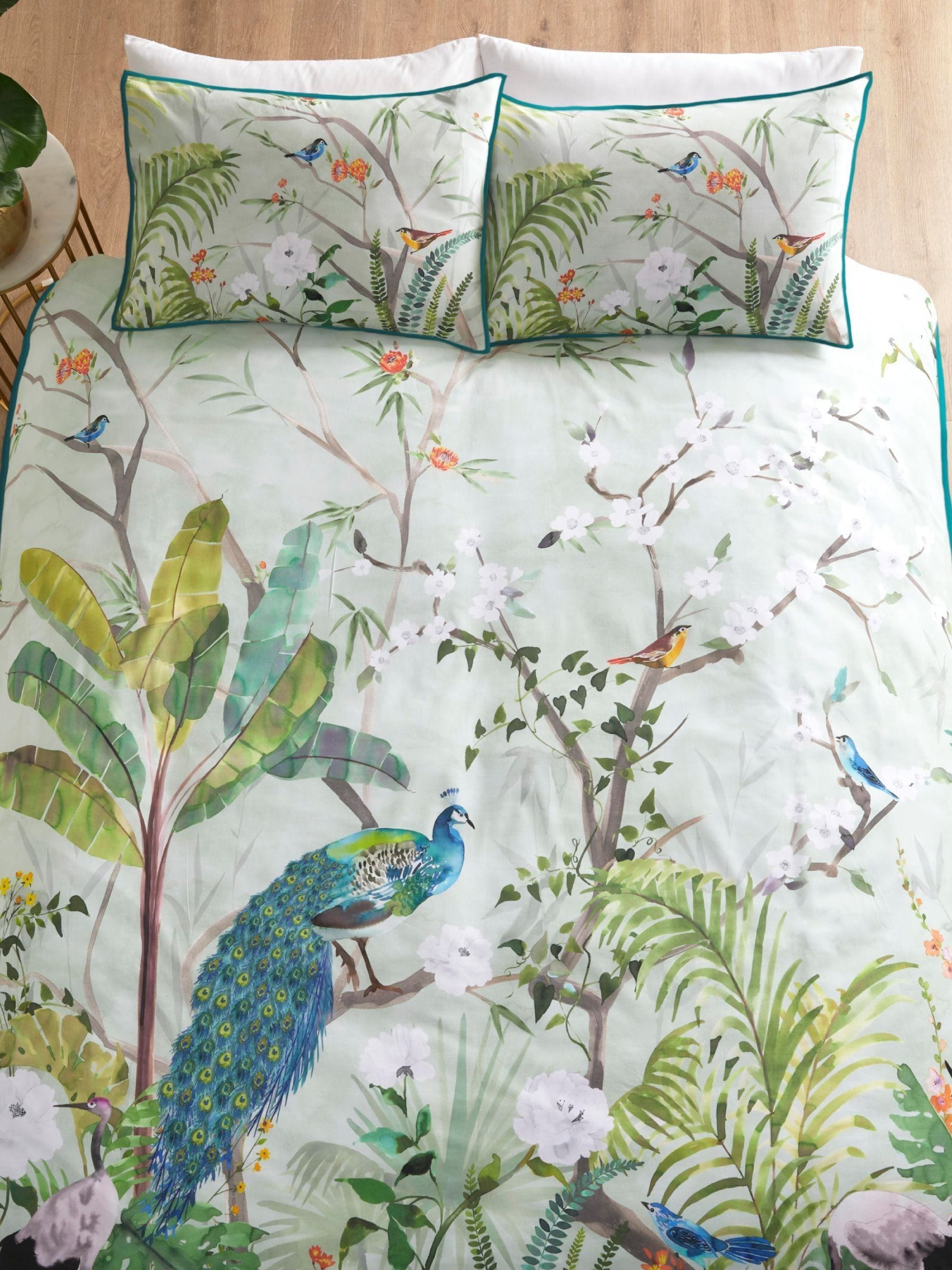 Soiree Green Peacock Jungle duvet cover set (British brand)