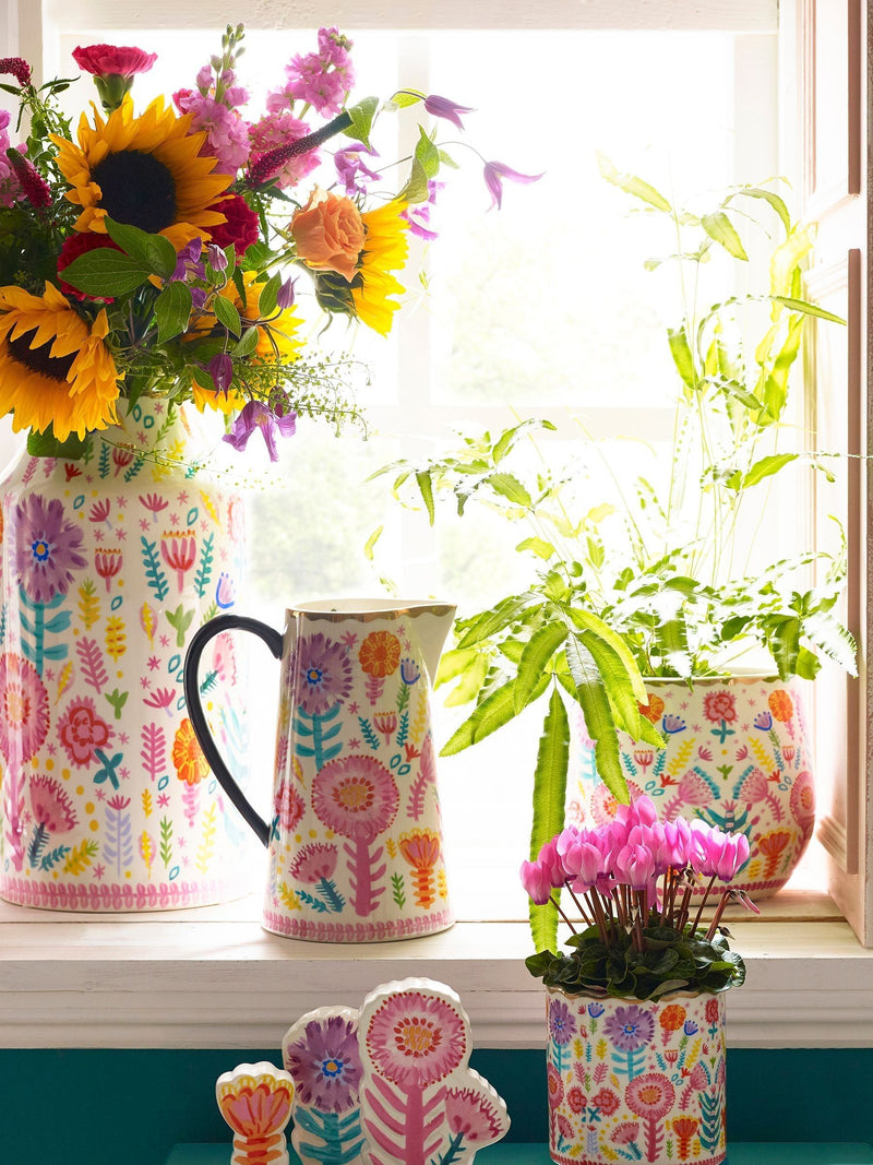 Lucy Tiffney floral large ceramic plant pot, UK version