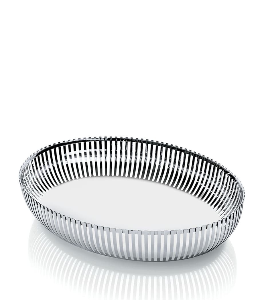Alessi oval stainless steel basket with mirror-polished rods - British product