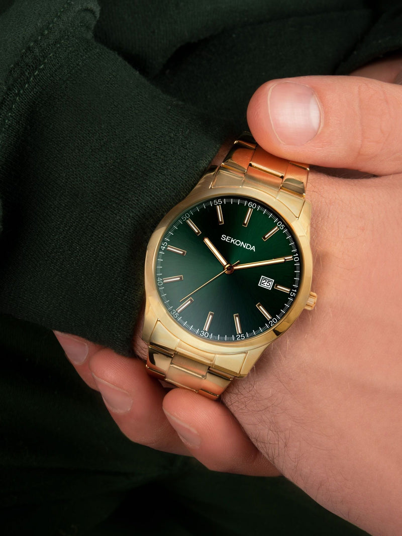 Sekonda Gold & Green Colour Pop Dial Watch 41mm (British brand)