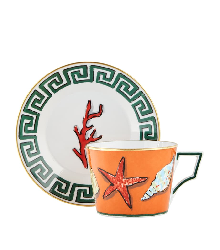 GINORI 1735 Il Viaggio di Nettuno teacups and saucers set of two, UK version