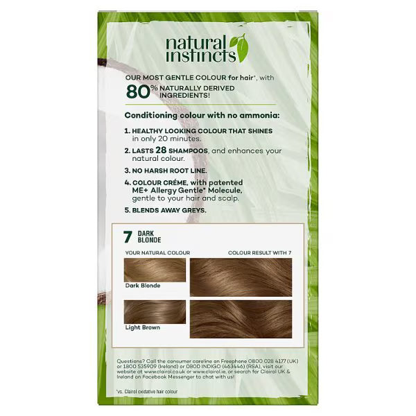 Clairol Semi-Permanent Hair Dye 7 Dark Blonde - British product