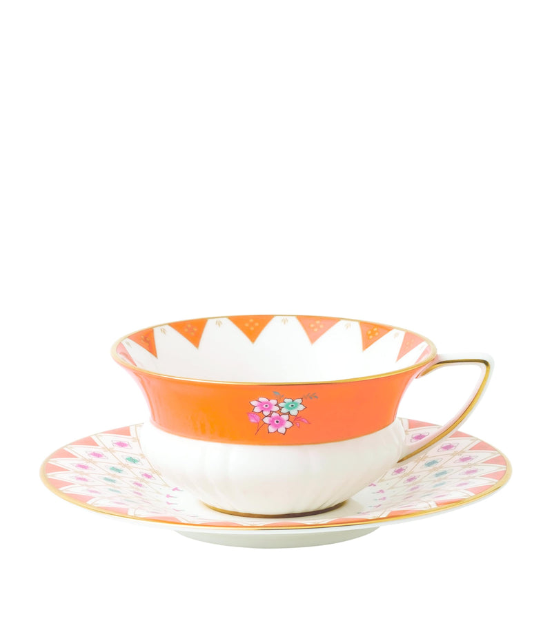 Wedgwood Wonderlust Peony Diamond Teacup and Saucer