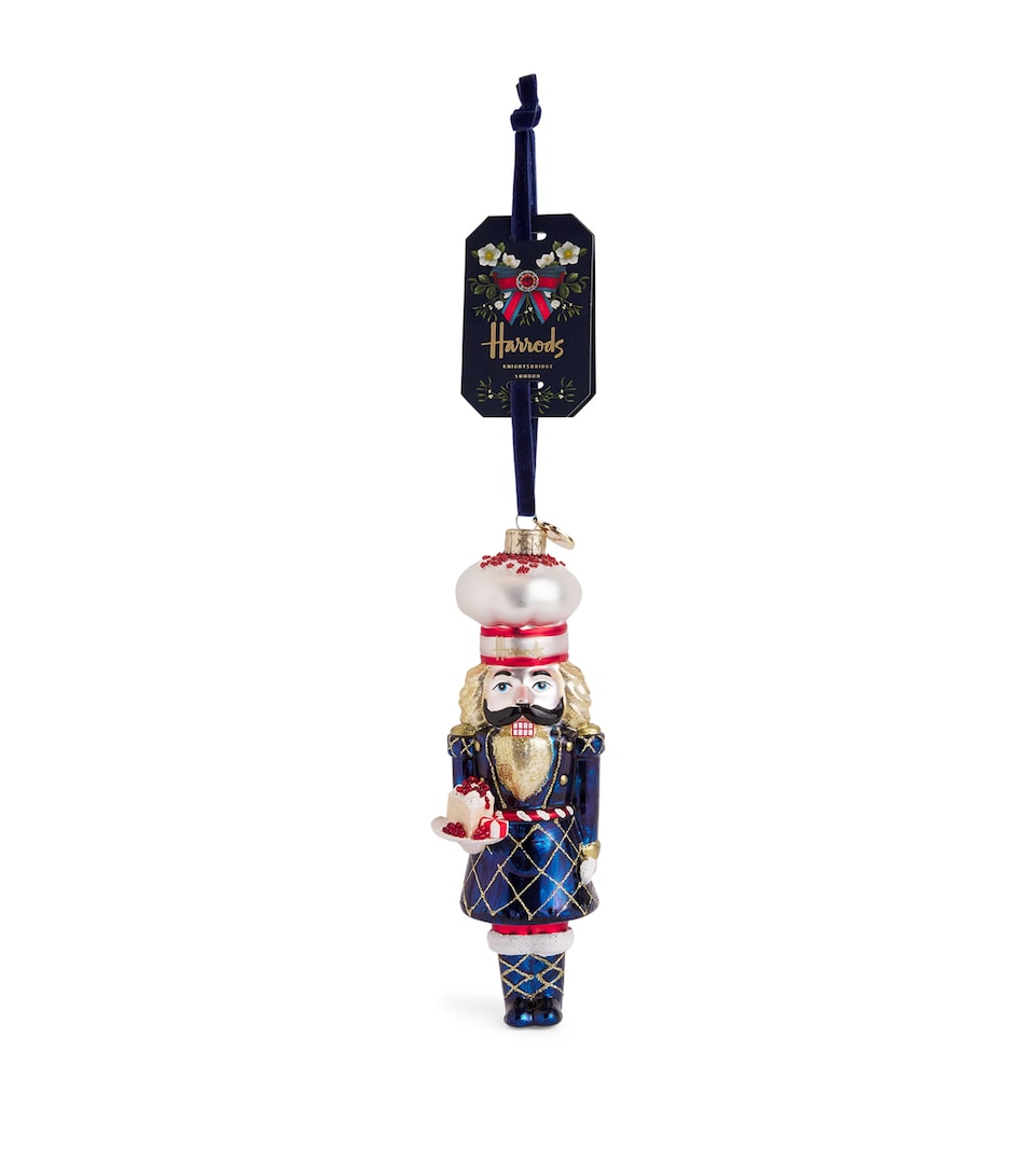 Glass-Blown Nutcracker Tree Decoration with Hanging Loop, 16.5cm Height