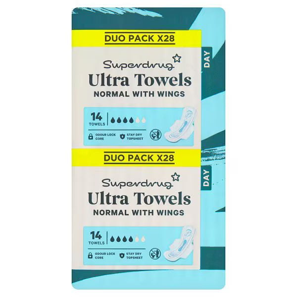 Superdrug Ultra sanitary towels British brand