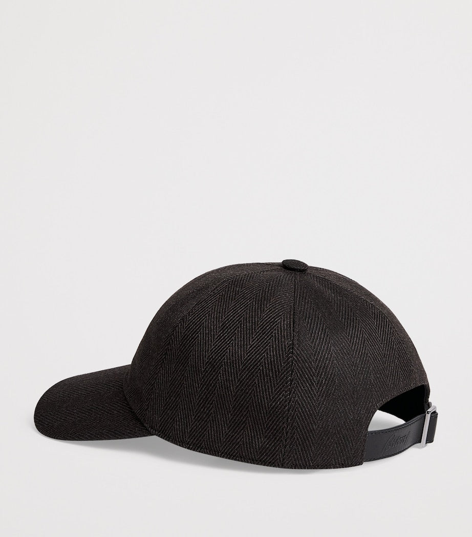 Brioni Alpaca Herringbone Baseball Cap