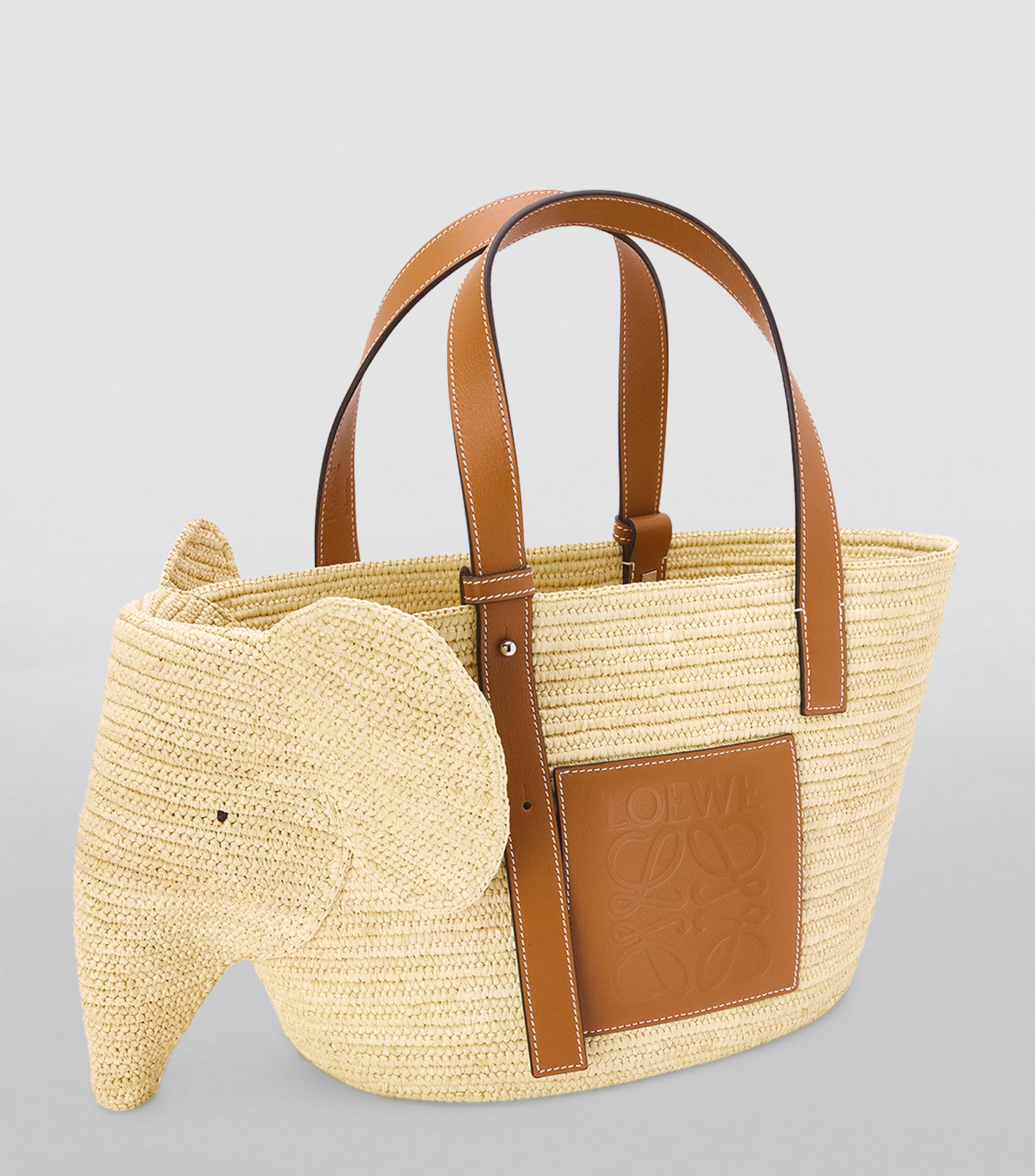 LOEWE Woven Elephant Basket Tote Bag