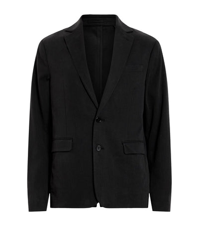 Classic Black Double-Breasted Cotton Blend Blazer