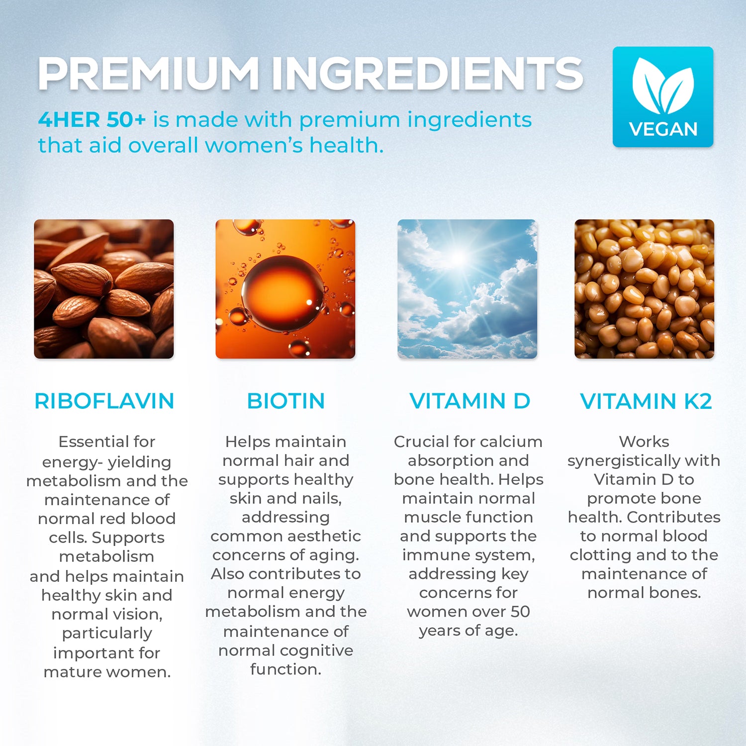 4Her women's multivitamins 50+ 60 vegan tablets, UK version