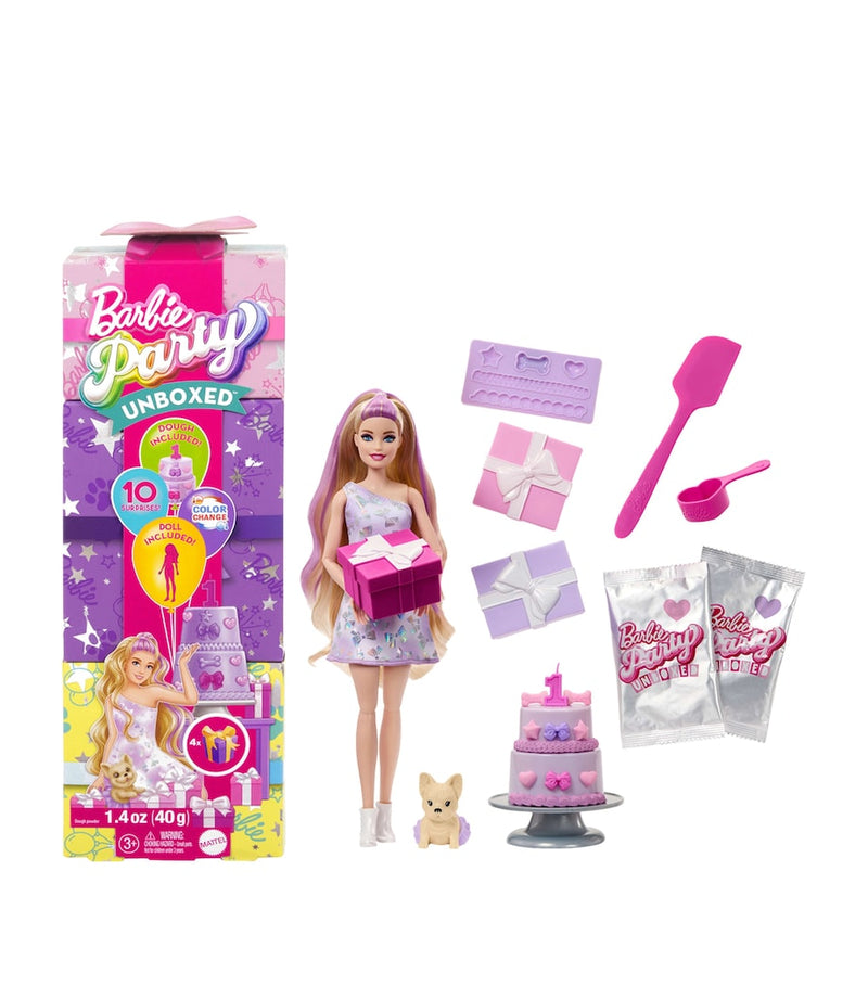 Barbie Party Unboxed doll set with pet and accessories - British product