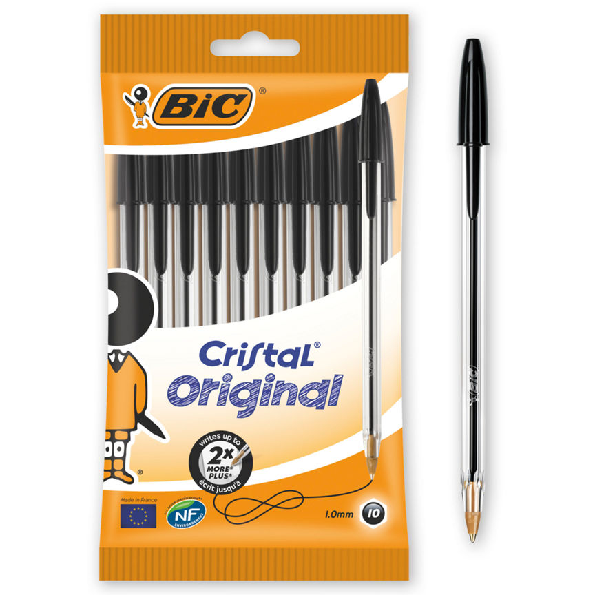 Bic Cristal Black Medium Ball Pens - McGrocer