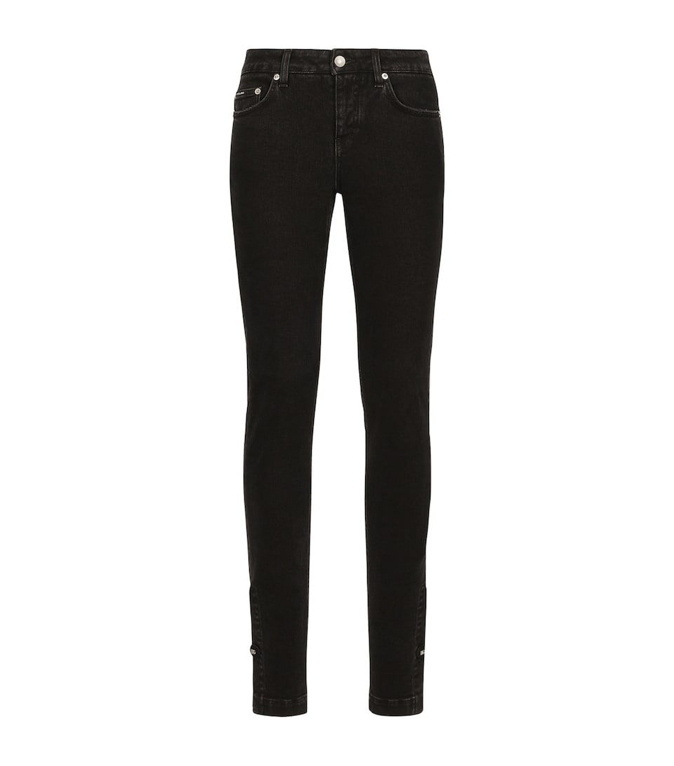 Slim-Fit Coloured Denim Biker Trousers with Multiple Zipped Pockets